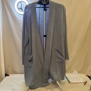 Larace Open Cardigan with Pockets Blue Long Sleeve Size 3X Plus